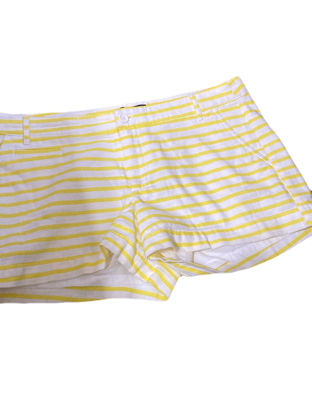 GAP White and Yellow Striped High Waist Shorts